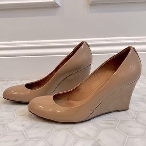 Coach patent leather Rileigh nude wedge 7.5